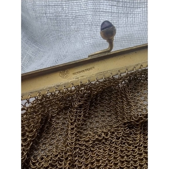 Antique Victorian German Silver Gold Wash Mesh Chainmail Evening Handbag Purse - Picture 3 of 7